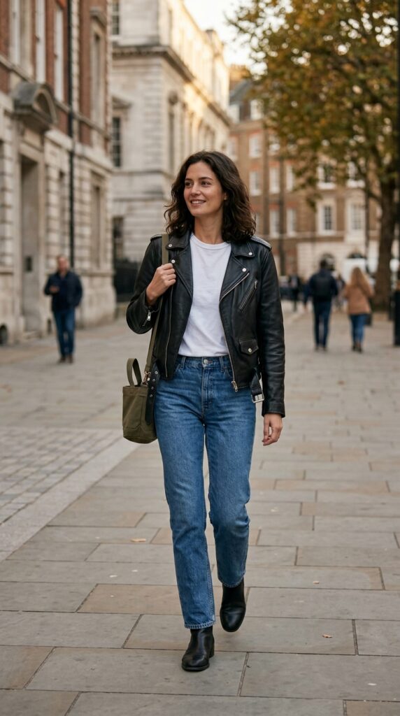 Leather Jacket and Jeans