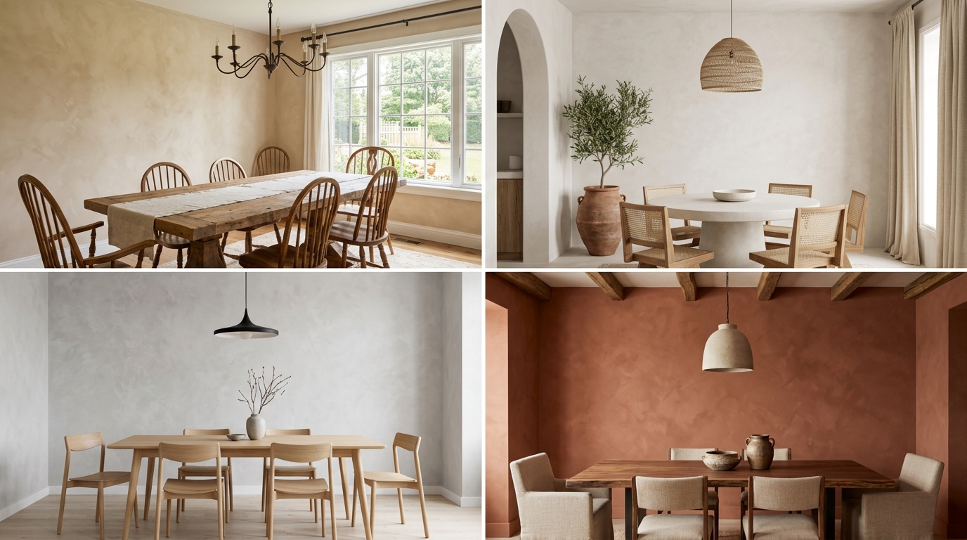 Limewash Texture Dining Room Ideas