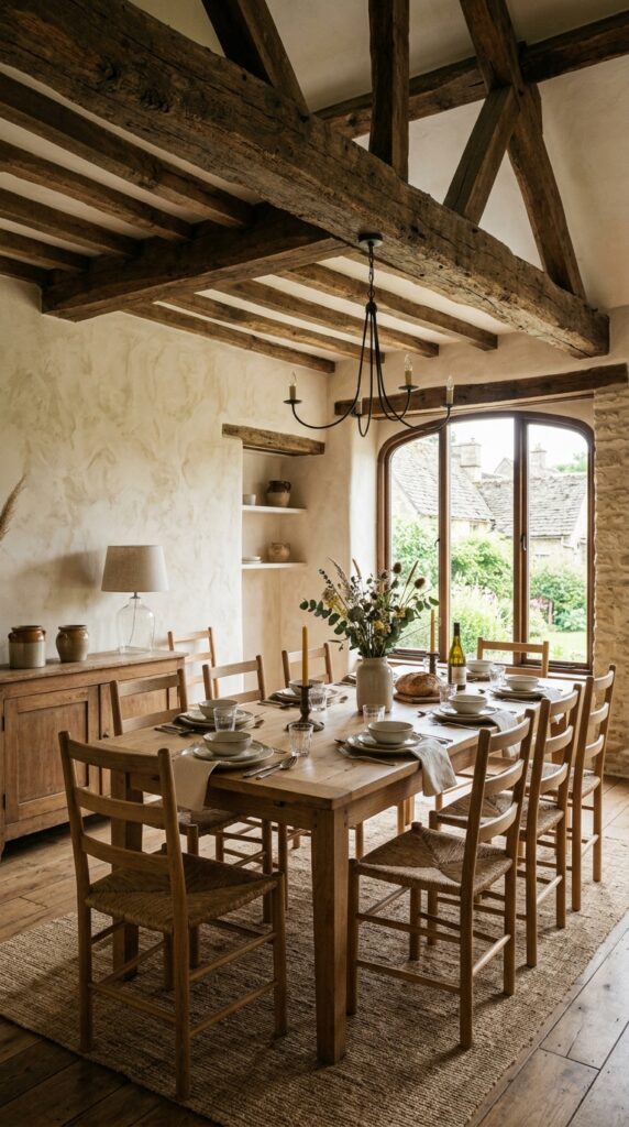 Limewash With Exposed Wood Beams