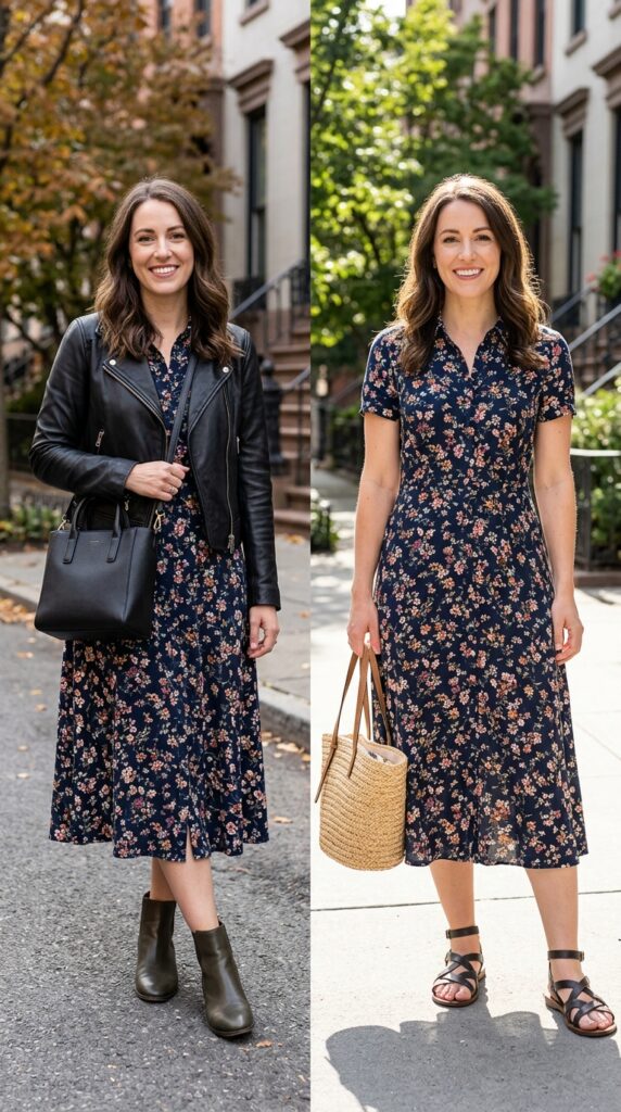 Midi Dress and Ankle Boots