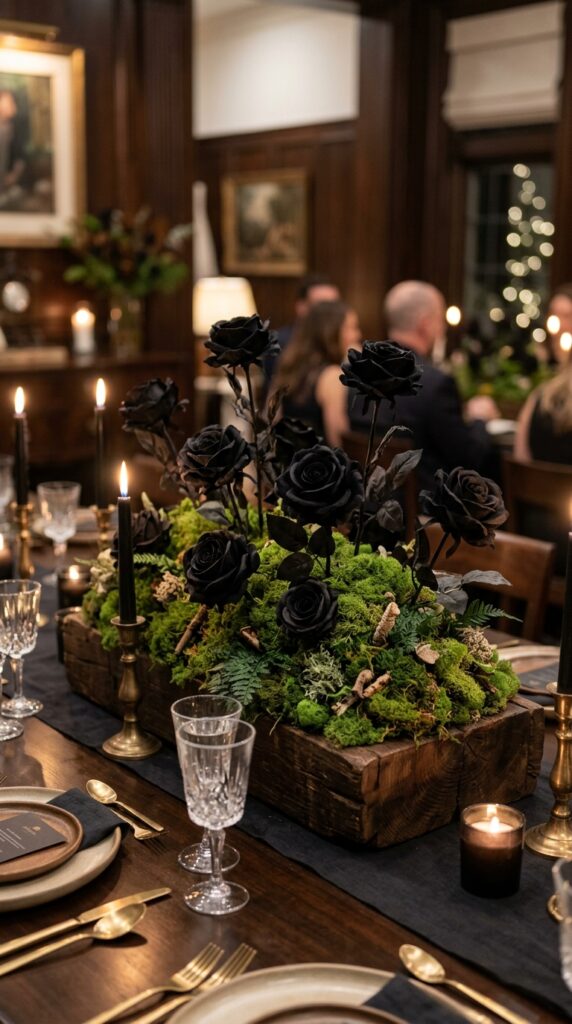 Moss With Black Roses