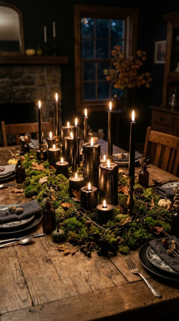 Moss and Black Candle Table