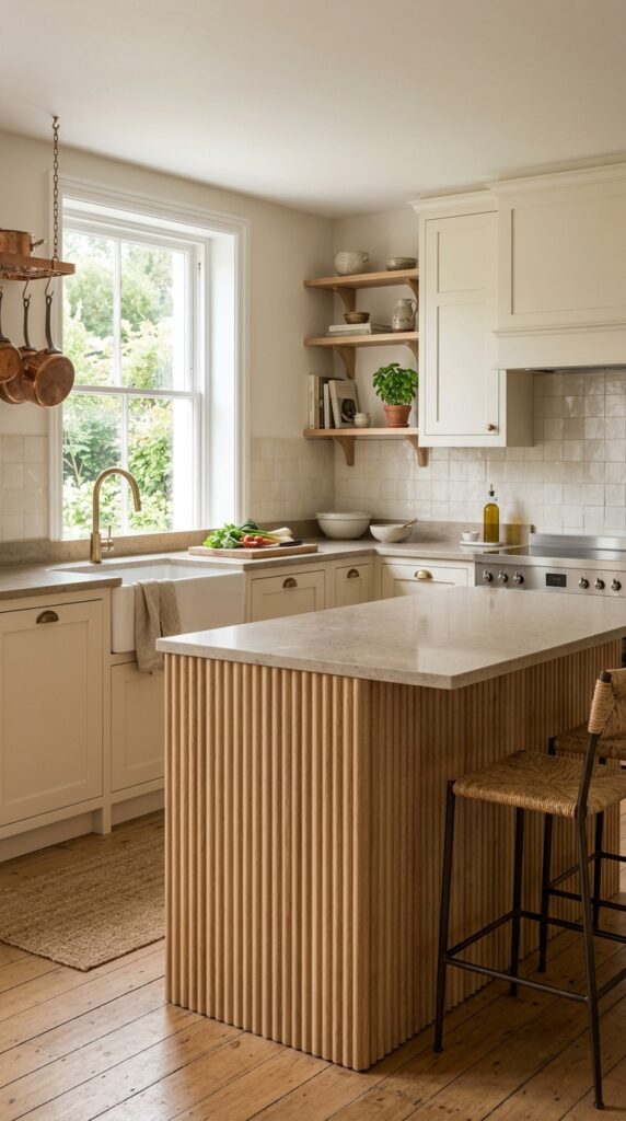 Natural Oak Fluted Island