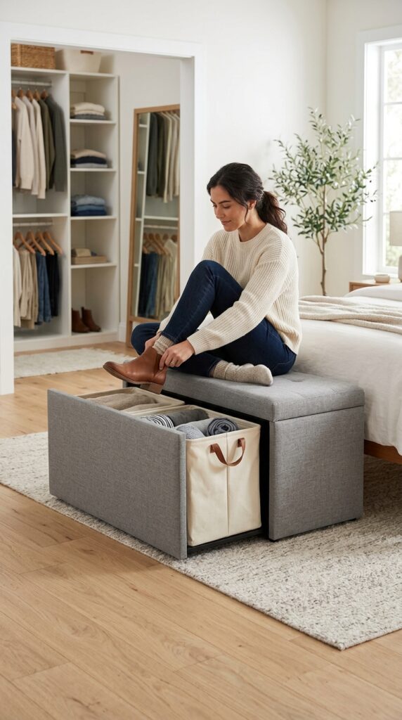 Ottoman with Laundry Storage