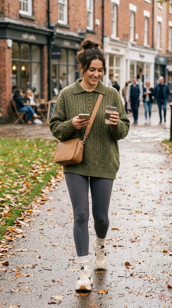 Oversized Polo Sweater and Leggings