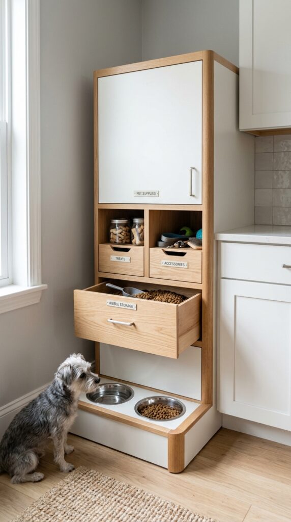 Pet Feeding Station With Hidden Storage