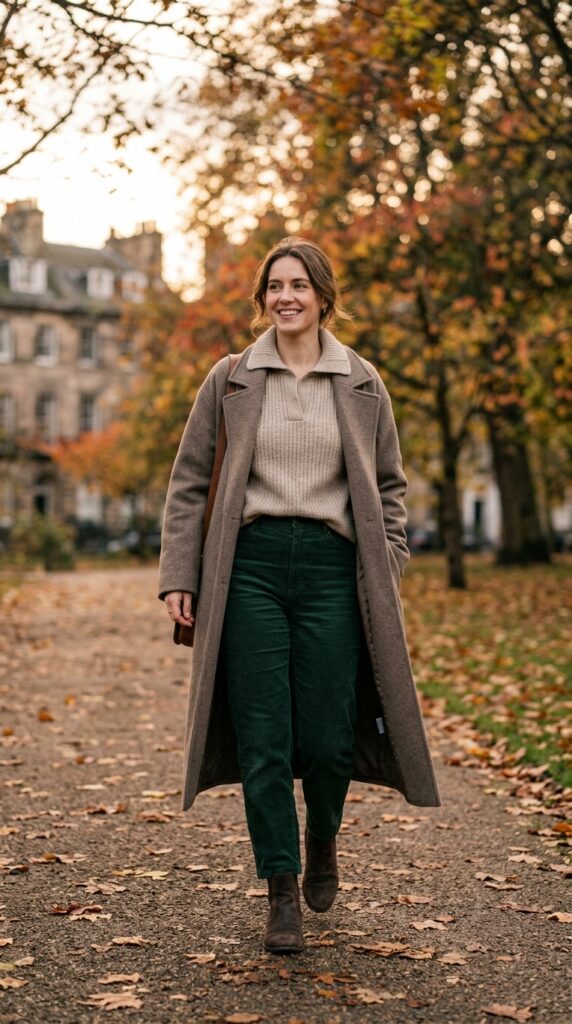Polo Sweater and Leather Pants