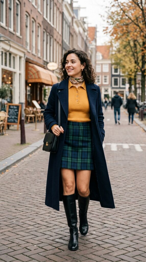 Polo Sweater and Mini Skirt
