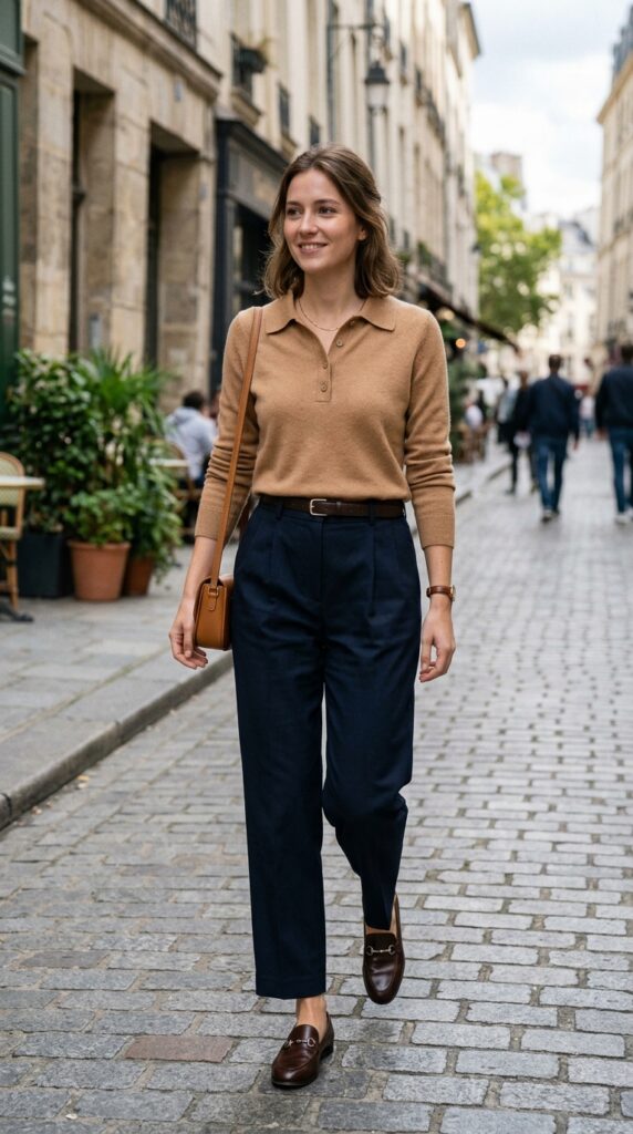 Polo Sweater and Tailored Pants