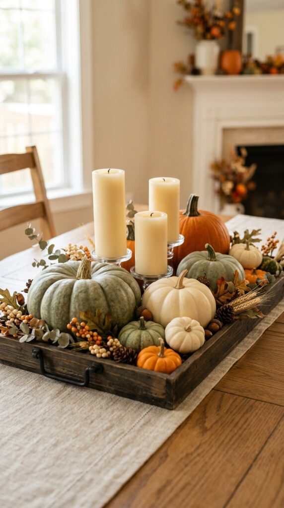 Pumpkin and Candle Arrangement