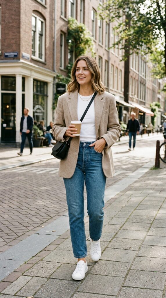 Relaxed Blazer and Straight-Leg Jeans