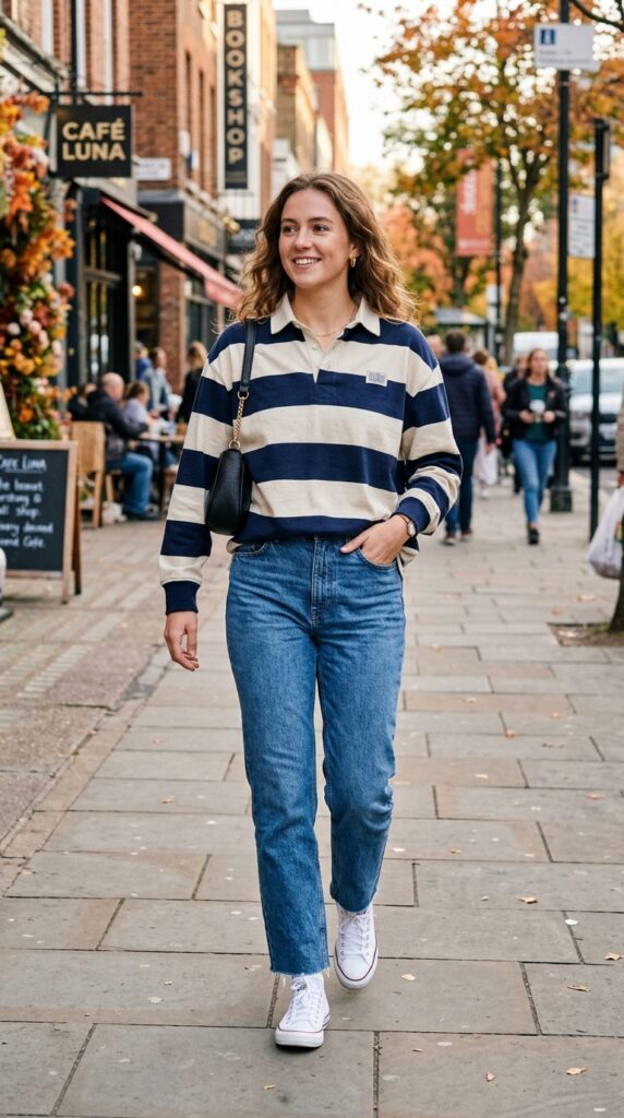 Rugby Shirt With Straight-Leg Jeans