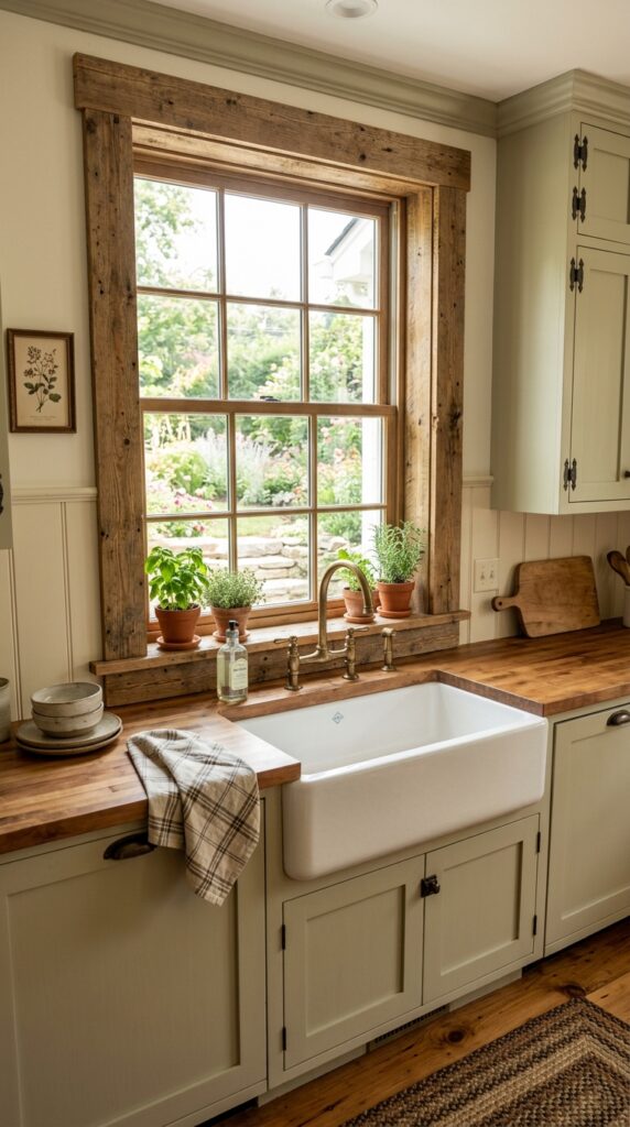 Rustic Wood-Trimmed Window