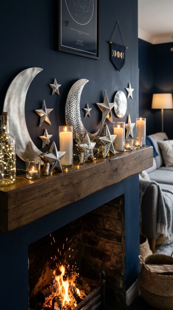 Silver Moon and Star Display