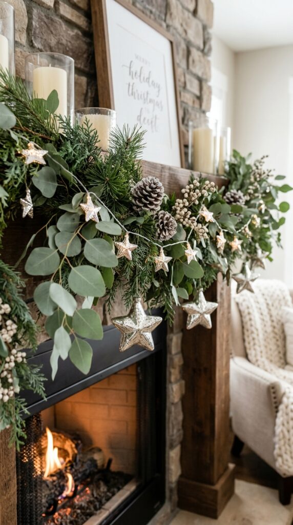 Silver Star Garland With Greenery