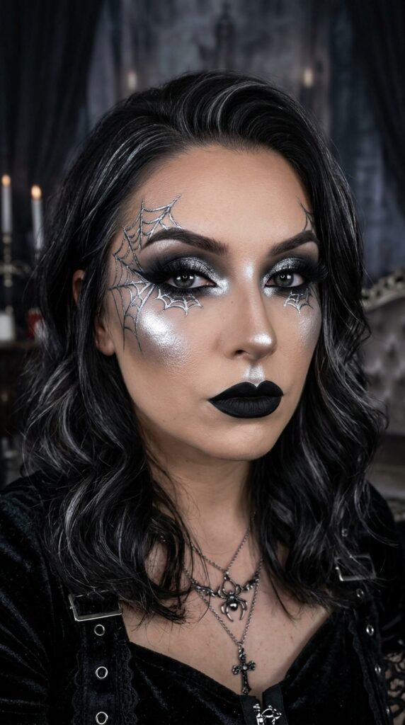 Silver Web With Black Lipstick