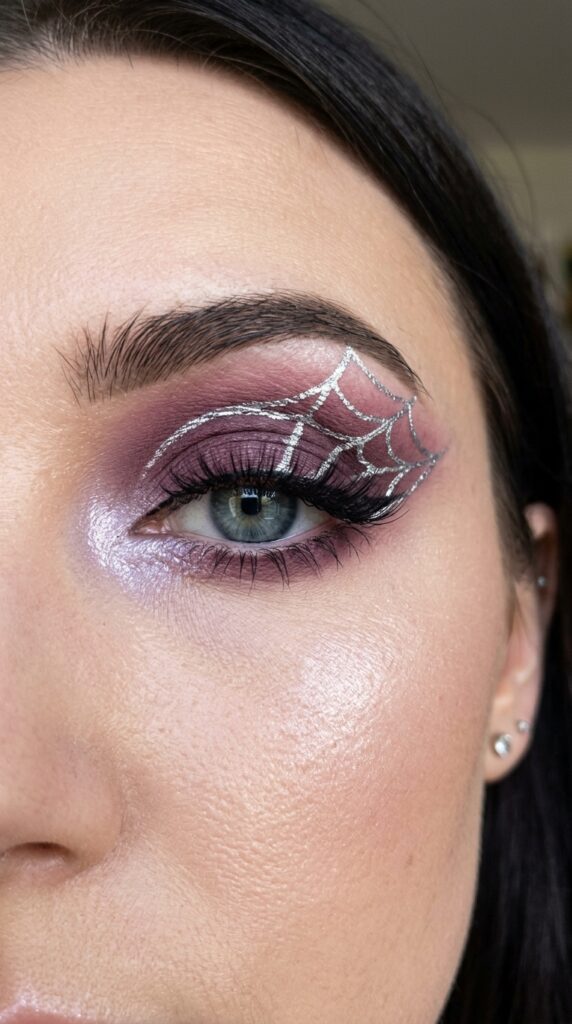 Silver and Purple Spider Web