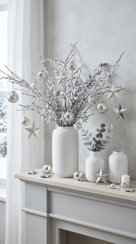 Silver and White Mantle