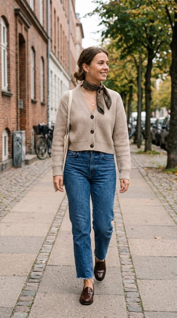 Simple Cardigan and Vintage-Inspired Jeans