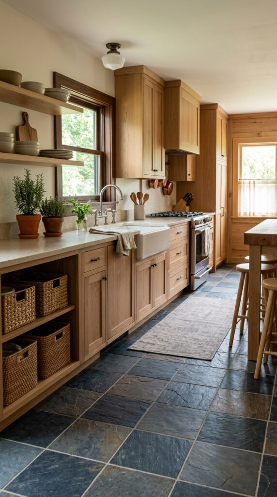 Slate Floor With Natural Wood