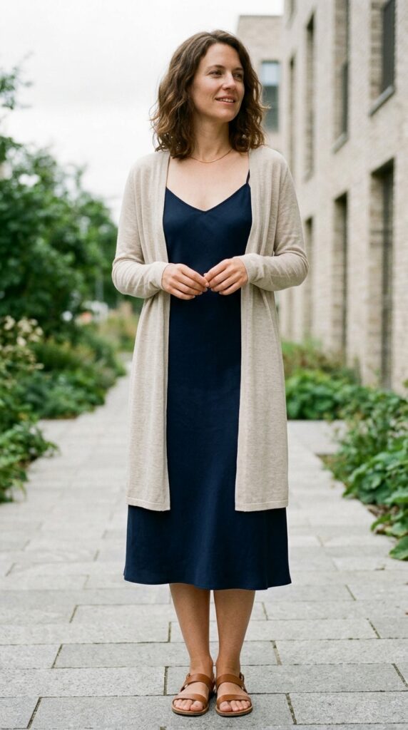 Slip Dress with Lightweight Cardigan