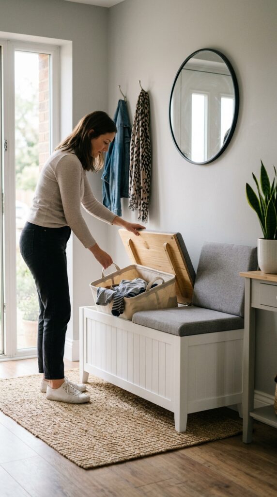 Storage Bench with Hidden Hamper