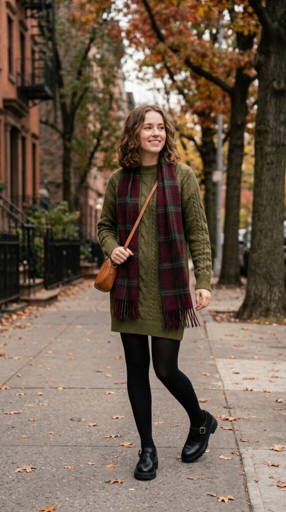 Sweater Dress and Tights