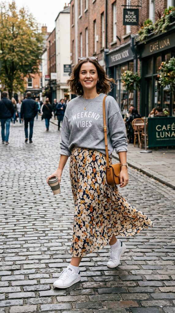 Sweatshirt and Midi Skirt