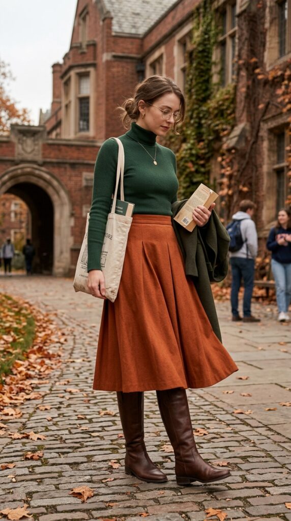 Turtleneck with a Midi Skirt