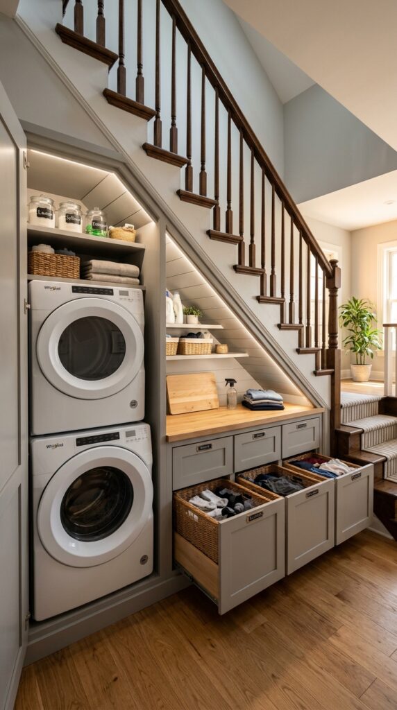 Under-Stair Laundry Storage