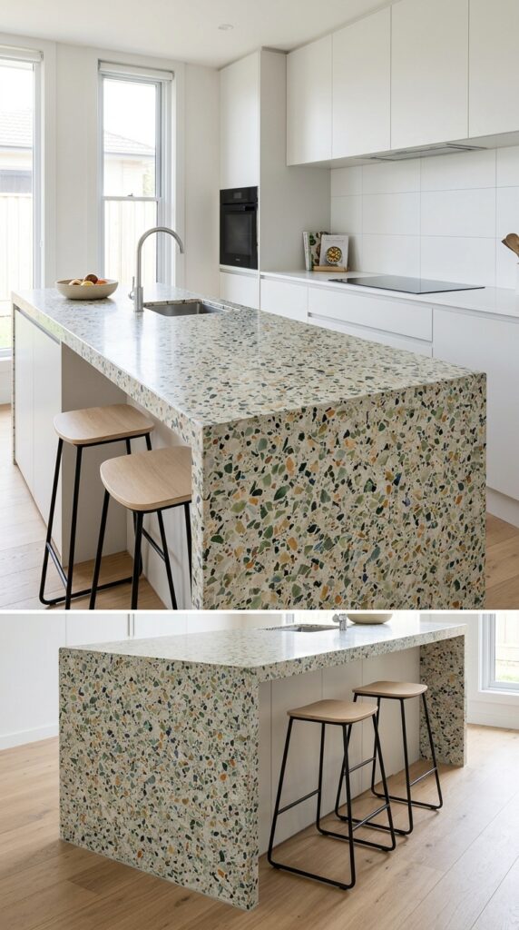 Waterfall Terrazzo Kitchen Island