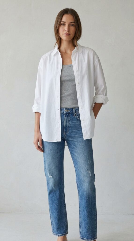 White Shirt Over a Tank Top