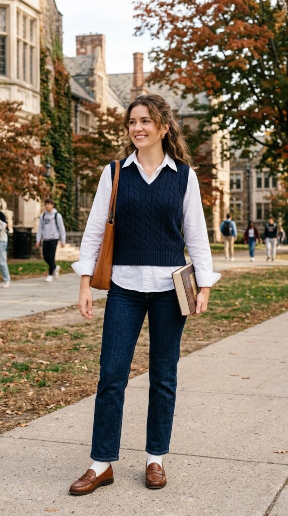 White Shirt Under a Sweater Vest