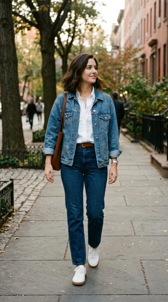  White Shirt With a Denim Jacket