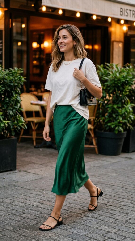 White T-Shirt + Slip Skirt