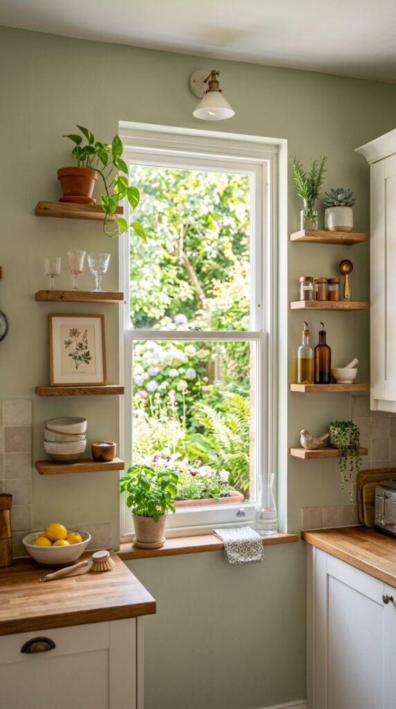 Window with Floating Shelves