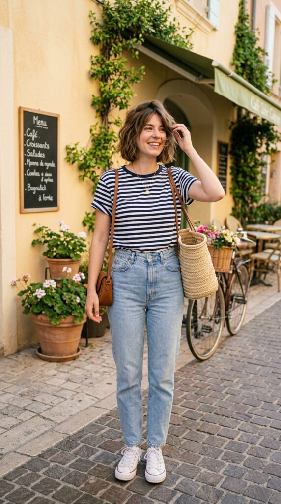With a Striped Top