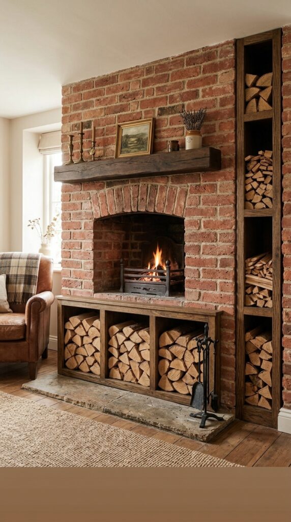 Arched Alcove With Wood Storage