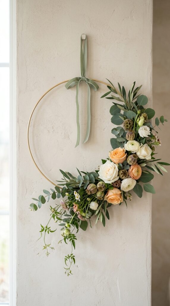 Asymmetrical Dried Flower Wreath