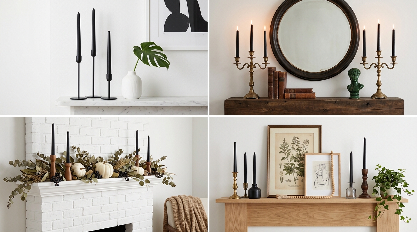 Black Taper Candle Mantel Ideas