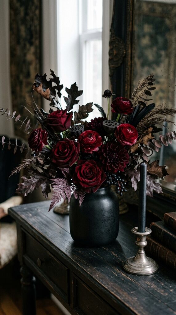 Black and Burgundy Wreath