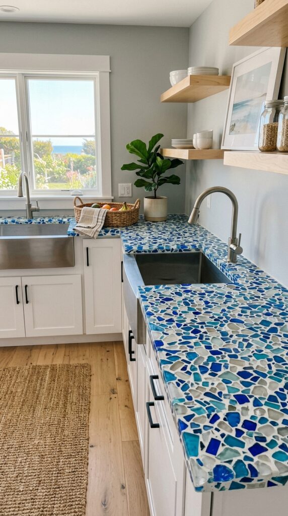 Blue Glass Countertop Design