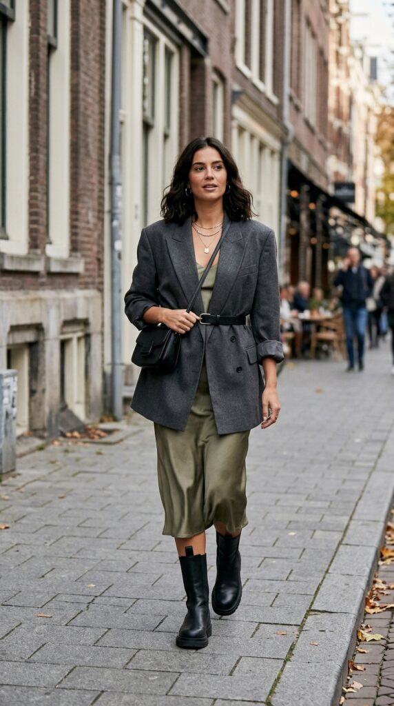 Boxy Blazer With a Slip Dress