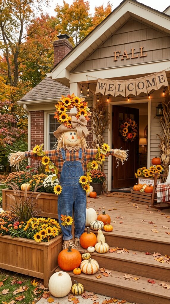 Burlap Scarecrow With Sunflowers