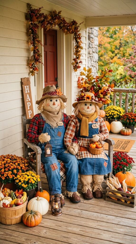Cute Burlap Scarecrow Couple