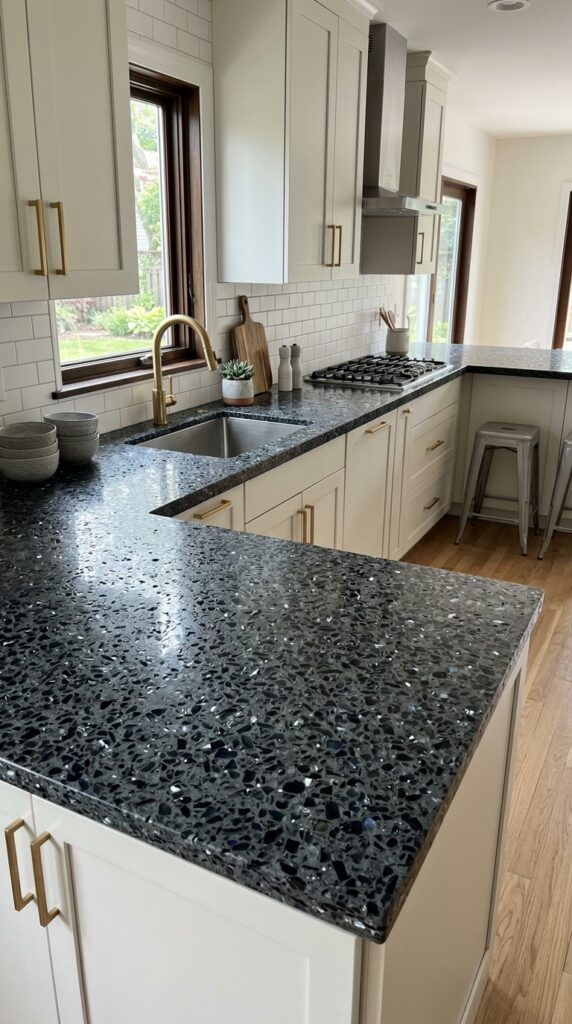 Dark Recycled Glass Countertop