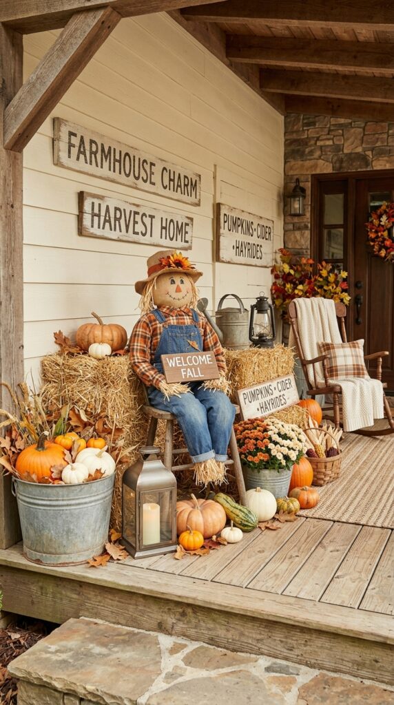 Farmhouse Burlap Scarecrow Porch