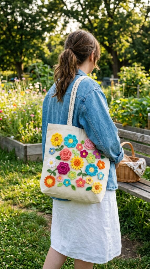 Floral Crochet Tote