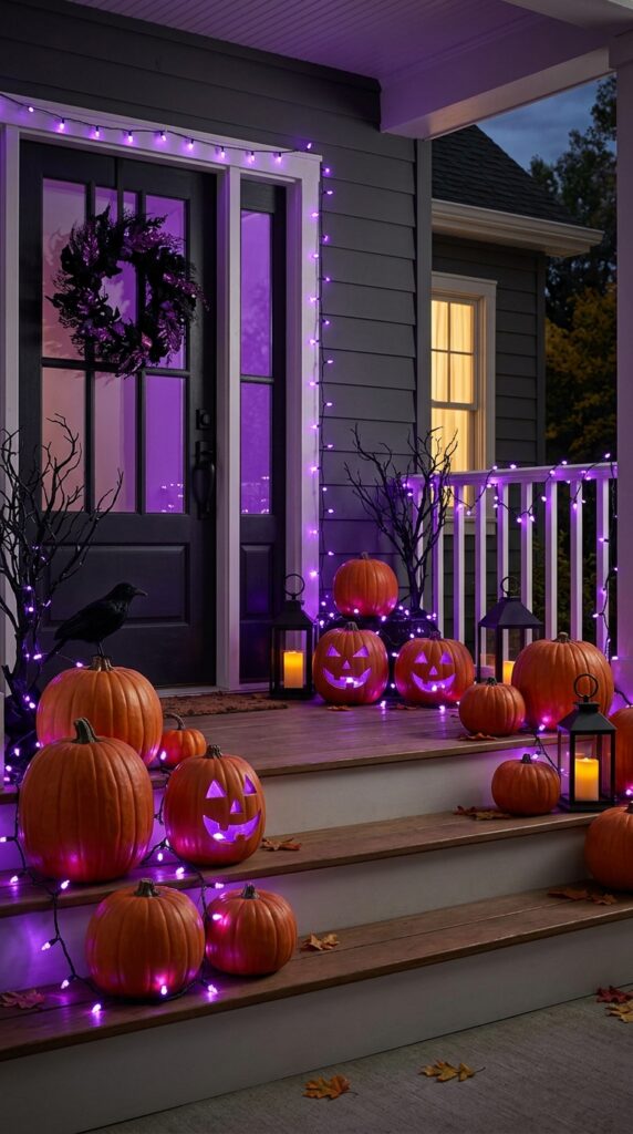 Glowing Purple Pumpkin DisplayGlowing Purple Pumpkin Display