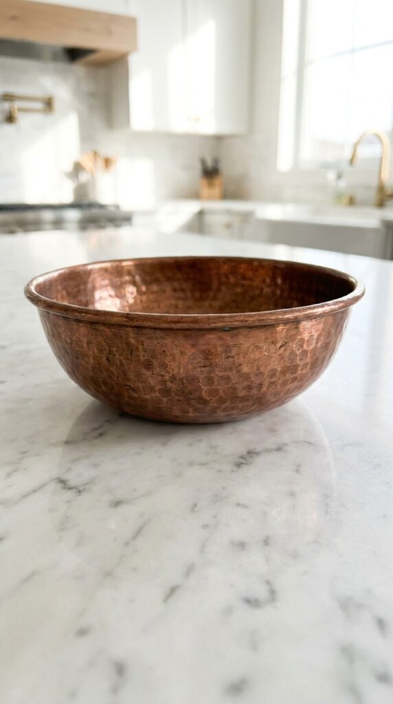 Hammered Sink with Marble Countertops